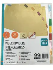 Letter Size Index Dividers, 8 tabs, 8.5"x 11"