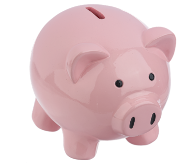 6" PIG MONEY BANK,PK,POLYRESIN Pink