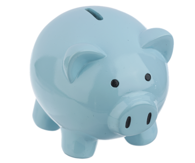 6" PIG MONEY BANK,BL,POLYRESIN Blue