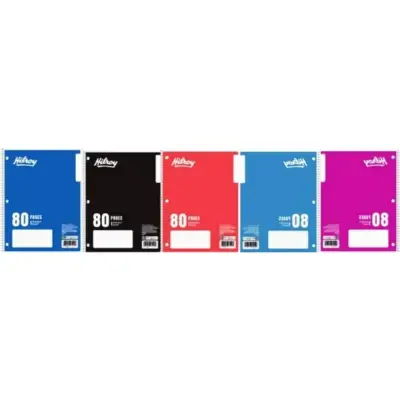 Hilroy® Coil Notebooks 3 Hole with Margin 1 Subject 80 Pages