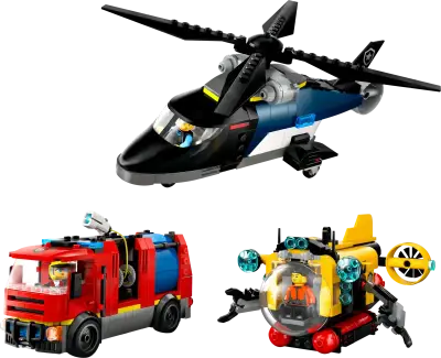 LEGO City Helicopter, Fire Truck, Submarine - Image 3